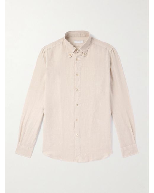 Boglioli Hemd aus Leinen mit Button-Down-Kragen in Natural für Herren