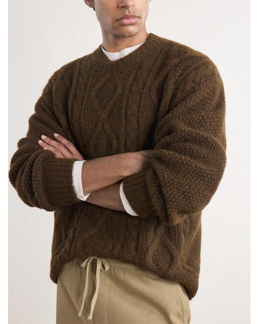 Piacenza 1733 Green Cable-knit Alpaca And Wool-blend Sweater for men
