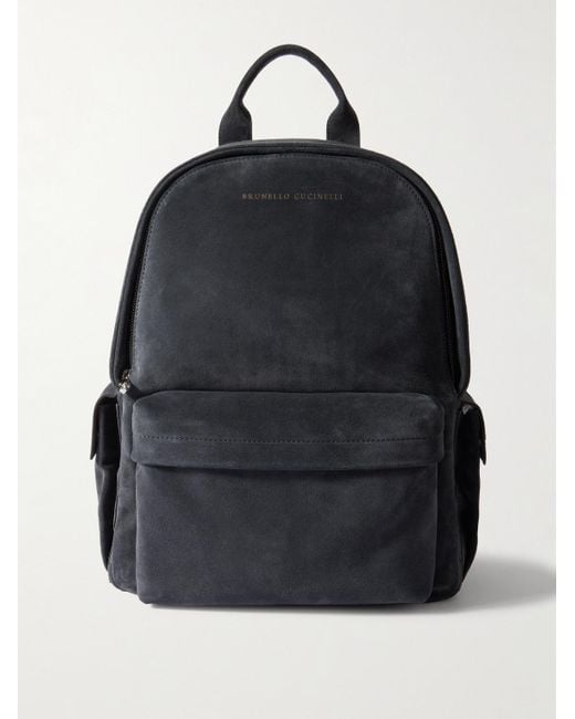 Brunello Cucinelli Black Suede Backpack for men