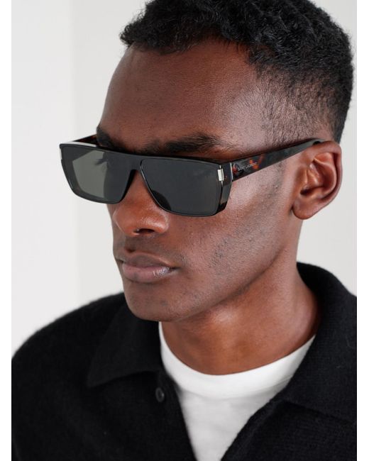 Saint Laurent Gray Rectangular-Frame Acetate Sunglasses for men