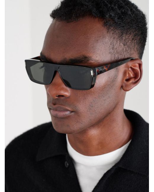 Saint Laurent Gray Rectangular-Frame Acetate Sunglasses for men