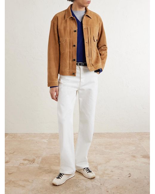 Kaptain Sunshine Natural T-2 Pleated Suede Jacket for men
