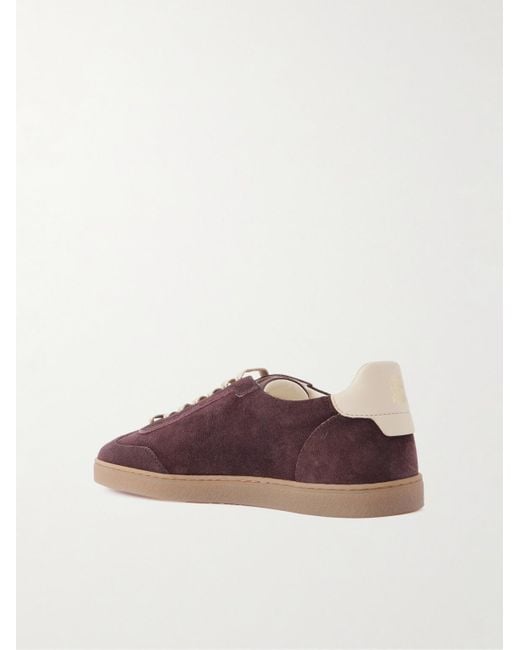 Brunello Cucinelli Brown Coda Di Rondine Leather-Trimmed Waxed-Suede Sneakers for men