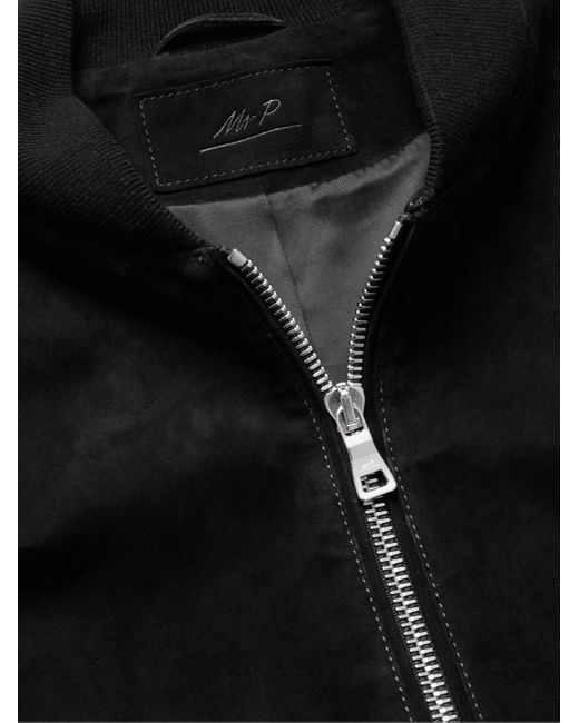 Mr P. Black Suede Bomber Jacket for men