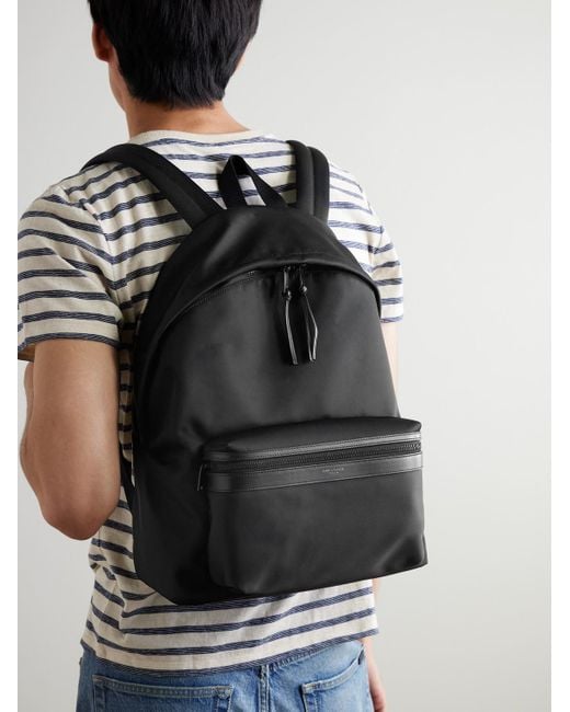 Saint Laurent Black City Leather-trimmed Shell Backpack for men