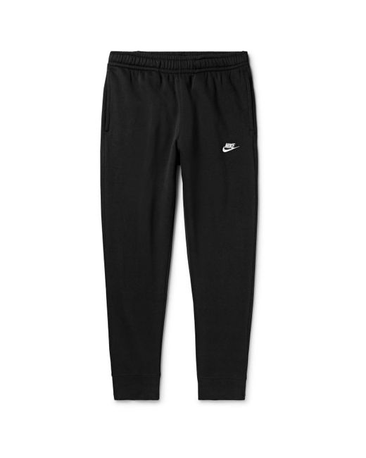 Nike Black Sportswear Club Slim-fit Tapered Logo-embroidered Cotton-blend Jersey Sweatpants for men