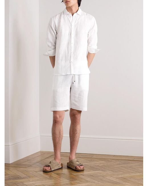 Zimmerli of Switzerland White Straight-Leg Linen And Cotton-Blend Drawstring Shorts for men