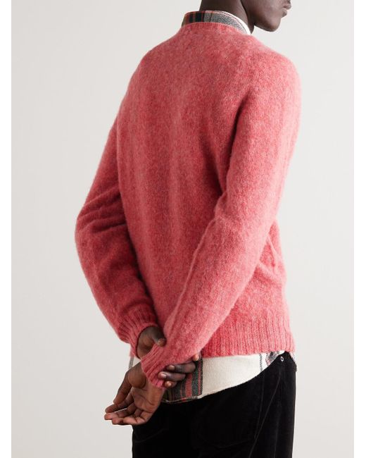 Drake's Pullover aus gebürsteter Shetland-Schurwolle in Pink für Herren