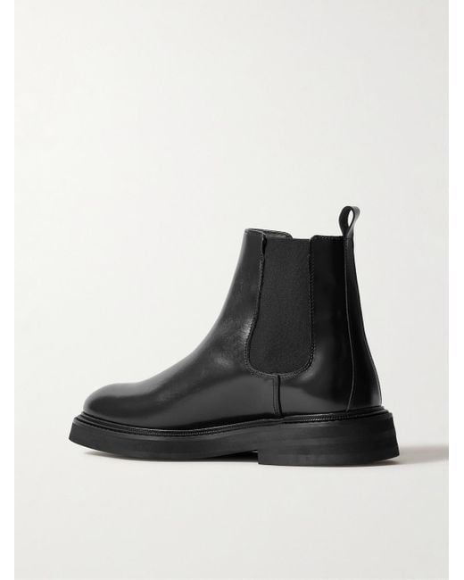 VINNY'S Black Officer Glossed-Leather Chelsea Boots for men