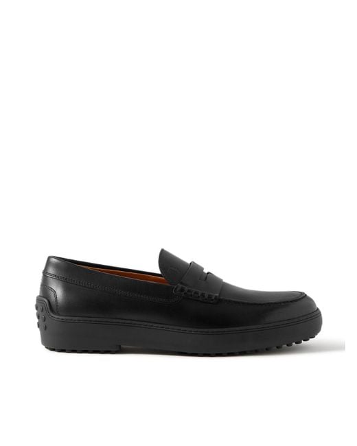 Tod's Men's Black 84L Leather Penny Loafers