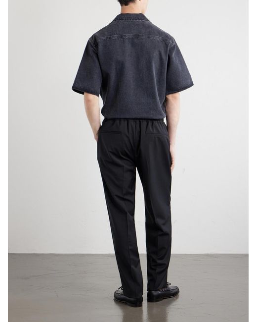 Valentino Garavani Blue Straight-Leg Wool And Cashmere-Blend Trousers for men