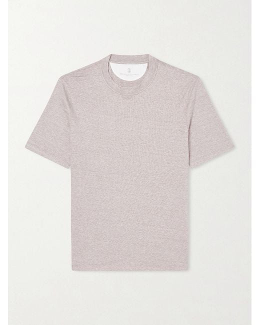 Brunello Cucinelli White Slub Linen And Cotton-blend Jersey T-shirt for men
