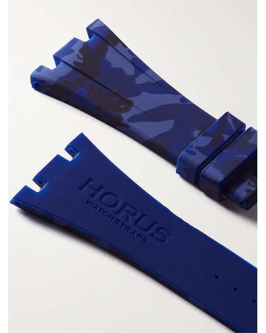 HORUS WATCH STRAPS Blue Deployant 42Mm Camouflage-Print Rubber Watch Strap for men