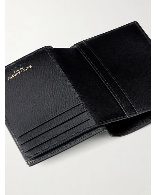 Saint Laurent Black Tiny Cassandre Logo-Appliquéd Leather Bifold Wallet for men