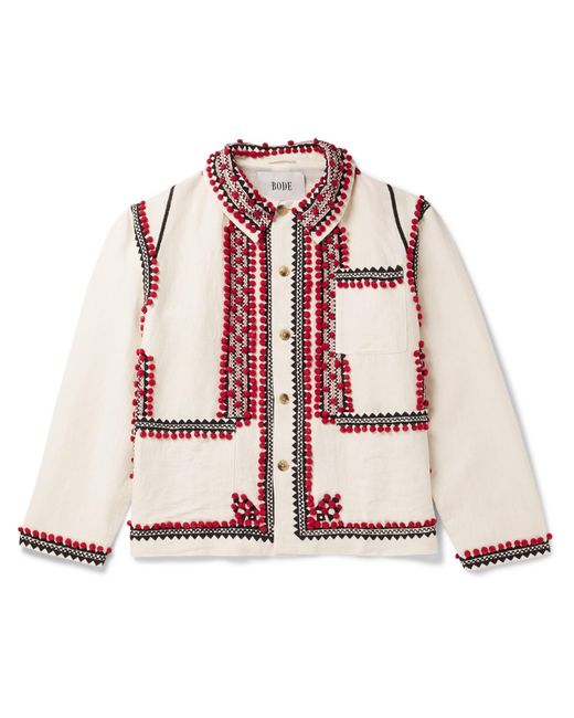 Bode Embroidered Linen And Cottonblend Jacket for Men Lyst
