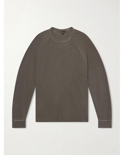 James Perse Green Garment-Dyed Cotton-Jersey T-Shirt for men