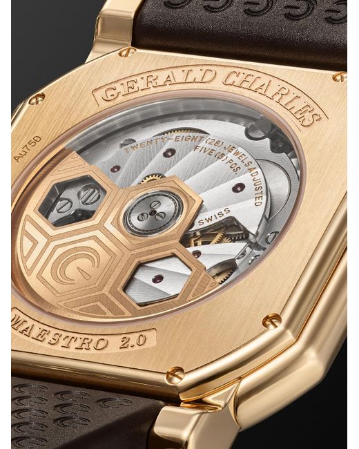 Gerald Charles Black Maestro 2.0 Ultra-Thin Automatic 39Mm 18-Karat Rose And Rubber Watch, Ref. No. Gc2.0-Rg-05 for men