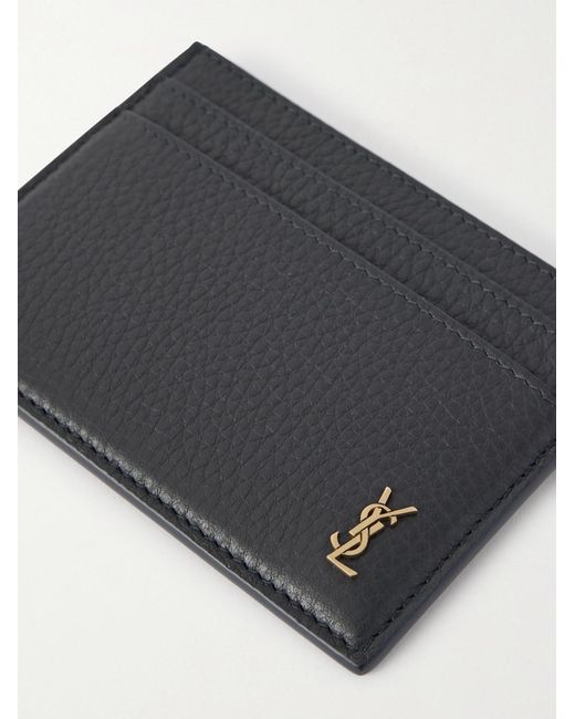 Saint Laurent Black Logo-appliquéd Full-grain Leather Cardholder for men