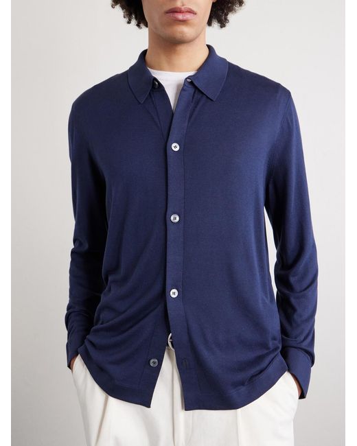 Lardini Blue Silk Shirt for men