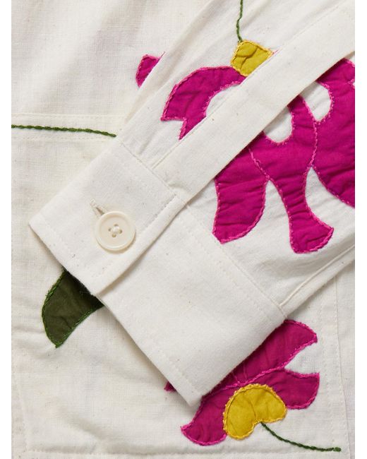 Kardo Pink Embroidered Appliquéd Cotton Chore Jacket for men