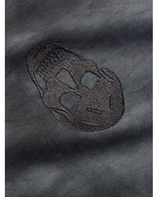 McQueen Gray Logo-Embroidered Tie-Dyed Cotton-Jersey T-Shirt for men