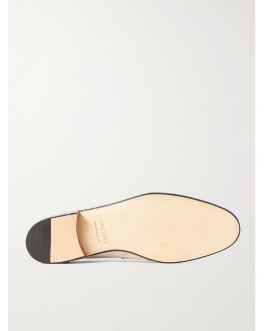 John Lobb White James Suede Penny Loafers for men