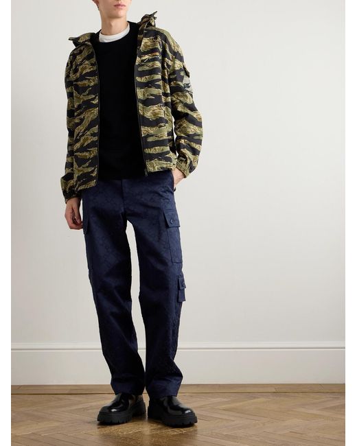 Givenchy Blue Straight-Leg Cotton-Twill Jacquard Cargo Trousers for men