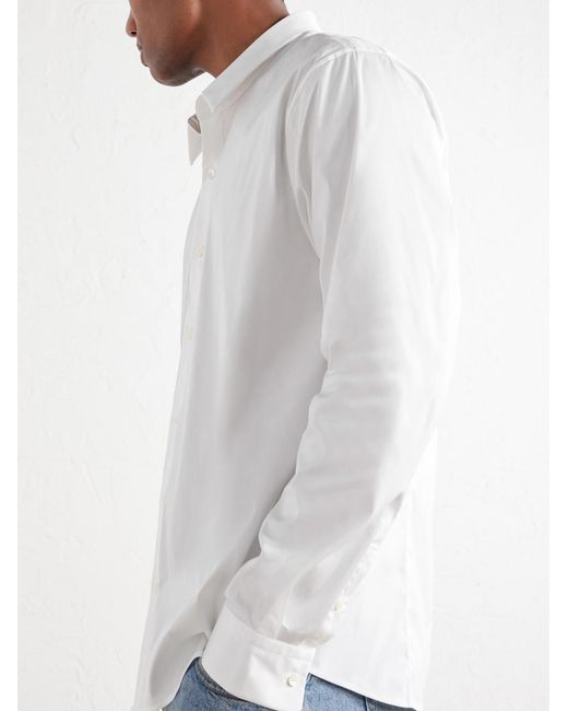 James Perse White Stretch Cotton-Blend Poplin Shirt for men