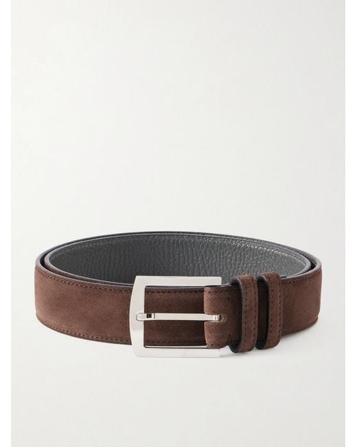 Kiton Brown 3.5Cm Suede Belt for men