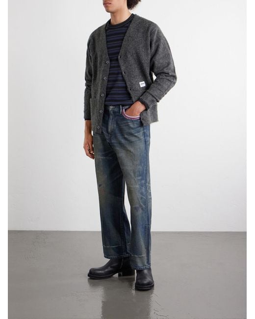 Neighborhood Blue Savage Wide-Leg Bead-Embellished Distressed Jeans for men