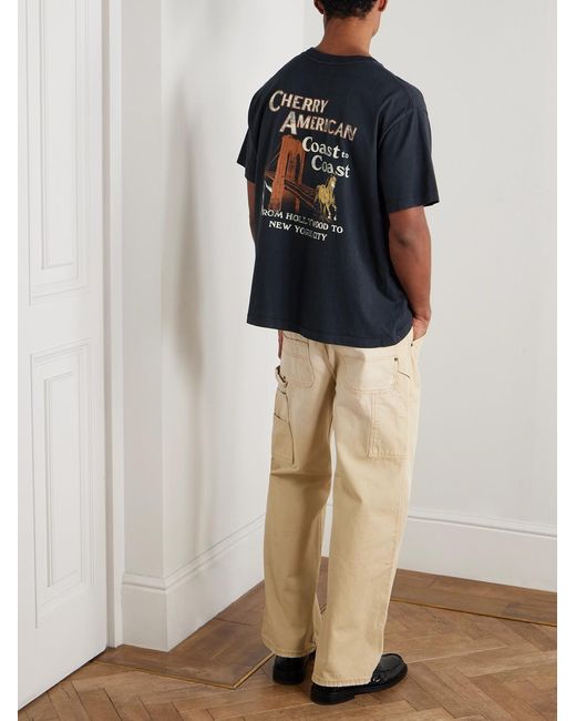 CHERRY LA Black Coast To Coast Printed Cotton-Jersey T-Shirt for men