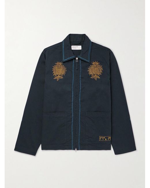 Universal Works Blue Embroidered Cotton-Twill Jacket for men