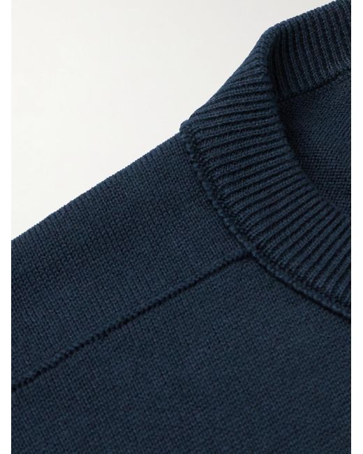 Stone Island Blue Logo-appliquéd Knitted Cotton Sweater for men