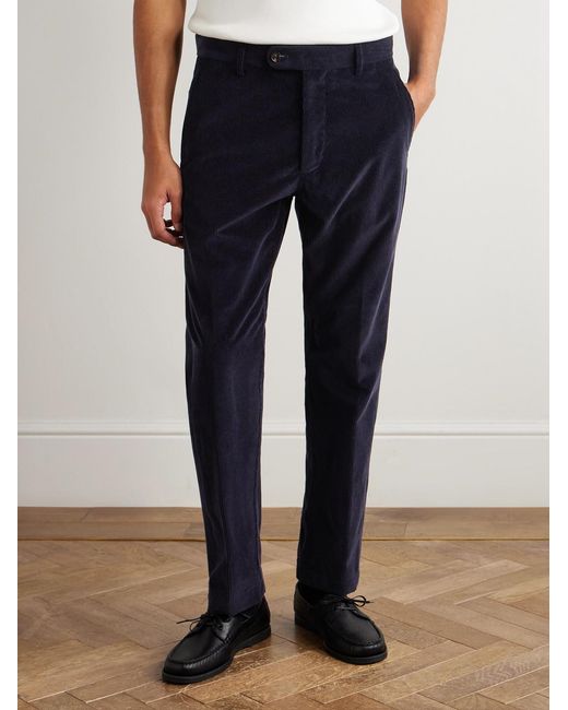 Umit Benan Blue Tony Tapered Cotton And Cashmere-Blend Corduroy Trousers for men