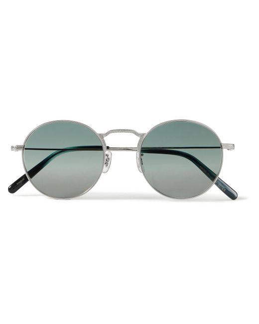 Oliver Peoples Metallic Weslie Round-frame Silver-tone Titanium Sunglasses for men