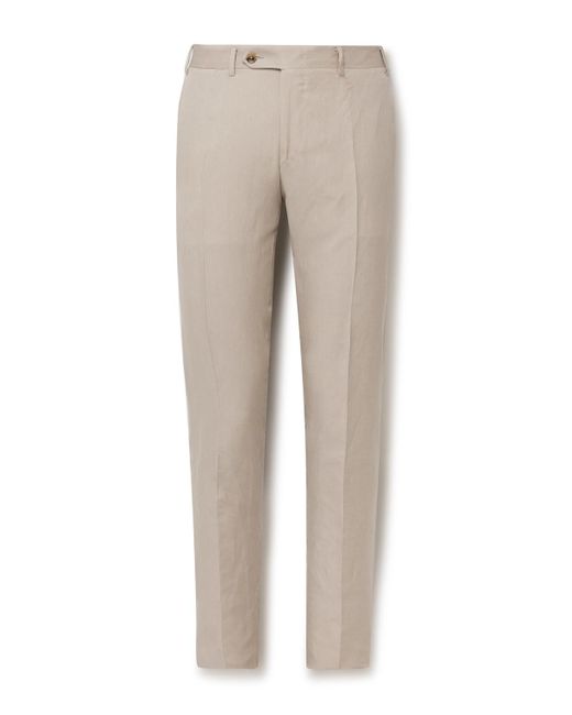Canali Natural Kei Slim-fit Tapered Linen And Silk-blend Suit Trousers for men