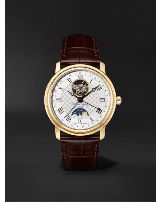Frederique Constant White Classics Heart Beat Moonphase Automatic 40mm Gold-plated And Leather Watch for men