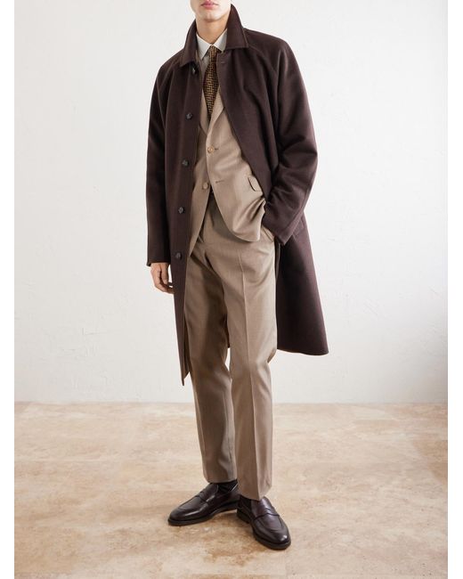 Kiton Brown Wool And Cashmere-Blend Coat for men