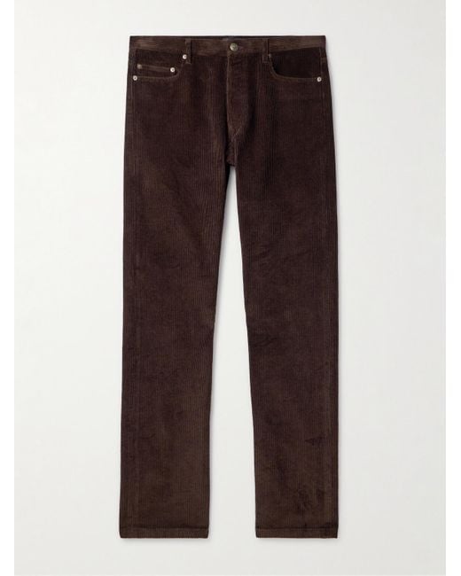 Pantaloni a gamba dritta in velluto a coste di cotone e lino Jean di A.P.C. in Brown da Uomo