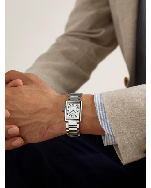 Cartier Black Tank Must Large 33.7Mm Stainless Steel Watch, Ref. No. Wsta0106 for men