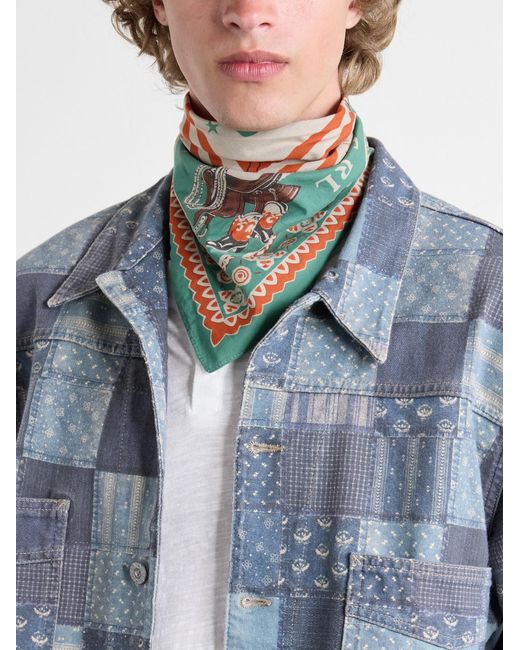 RRL Green Western-Print Cotton Bandana for men