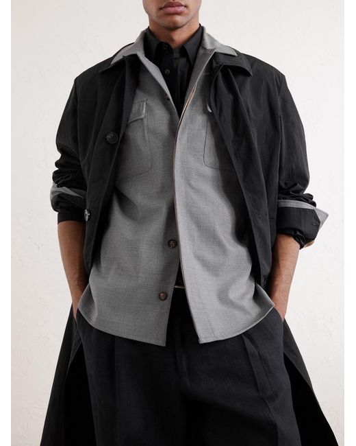 Eleventy Gray Wool-blend Flannel Overshirt for men