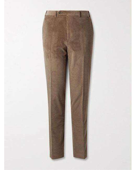 Canali Natural Tapered Cotton-Blend Corduroy Trousers for men