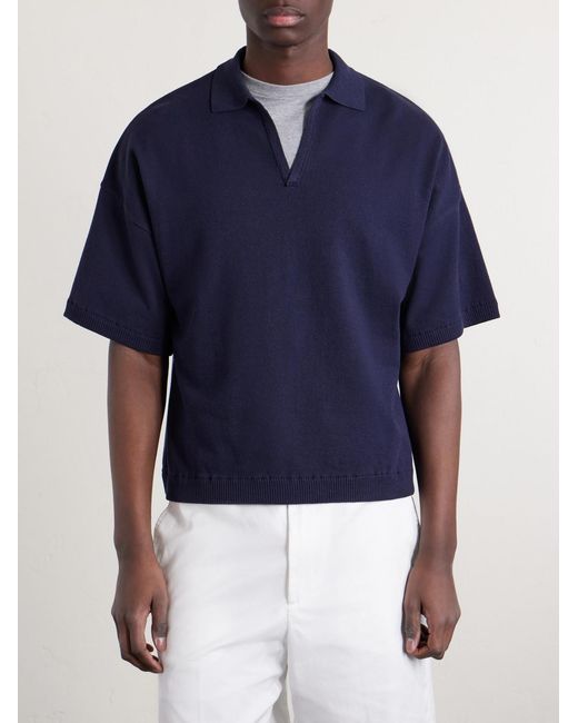 Blue Blue Japan Blue Knitted Polo Shirt for men