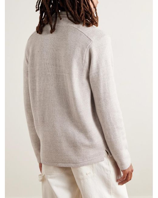 Inis Meáin White Wool And Linen-blend Polo Shirt for men