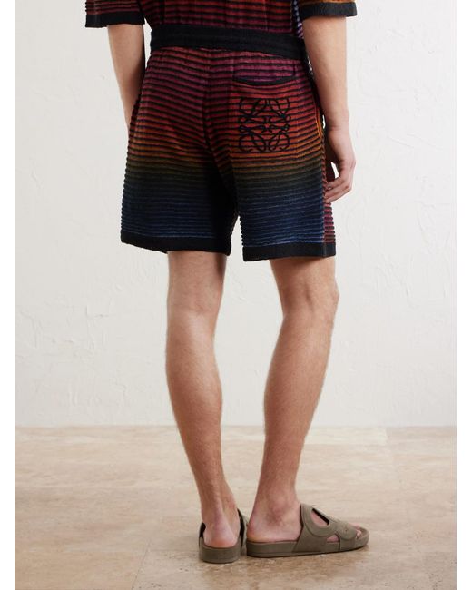 Loewe Red Paula's Ibiza Straight-Leg Striped Cotton-Blend Shorts for men