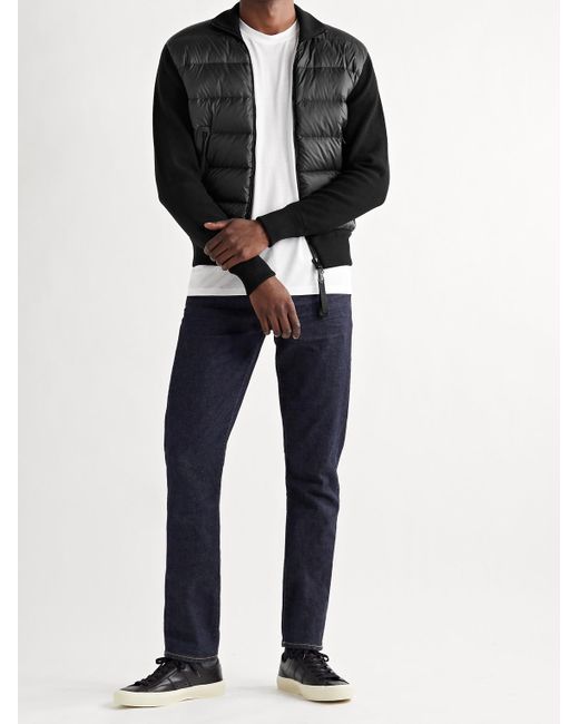 ribbed wool and quilted shell down jacket