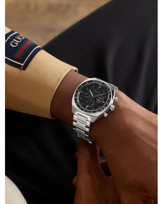 Gucci Gray Interlocking Chronograph 41Mm Stainless Steel Watch for men