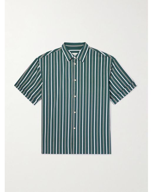 A Kind Of Guise Blue Elio Striped Textured-cotton Shirt for men