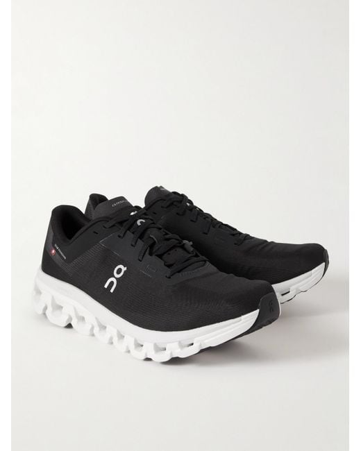 Running shoes top black mesh
